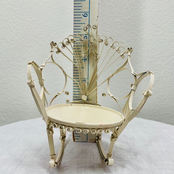 Vintage Miniature Dollhouse Metal Rocking Chair Original Folk Victorian Chair - Picture 9 of 11